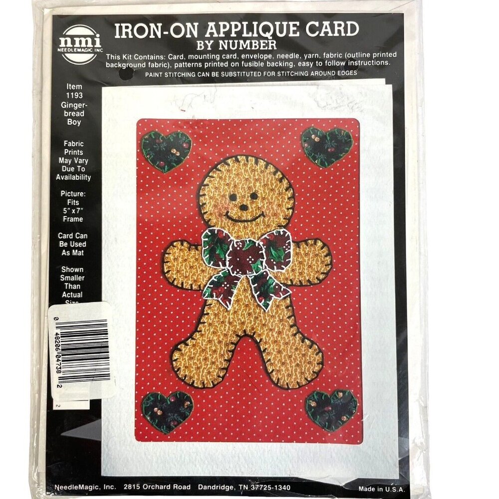 Stitch A Card Applique Kit # 1193 by NeedleMagic "Gingerbread Boy"